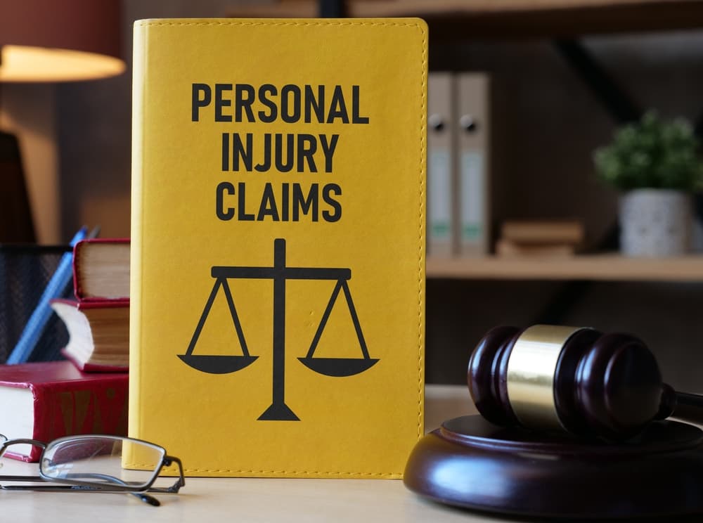 Illustrate personal injury claims with a passage from a book and an image of a gavel.
